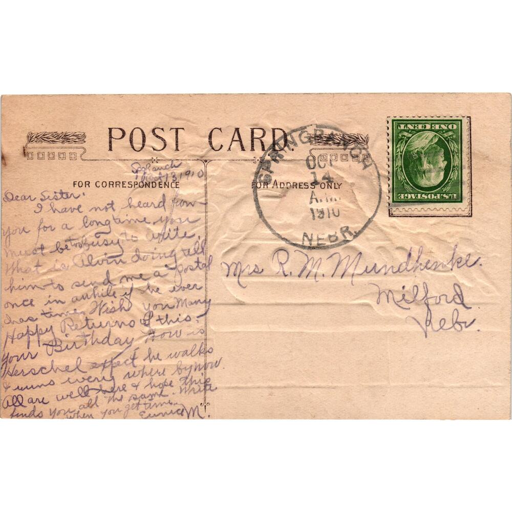 Vintage 1910 Birthday Greetings Postcard‎ Red Poppies Embossed Posted - Picture 2 of 2
